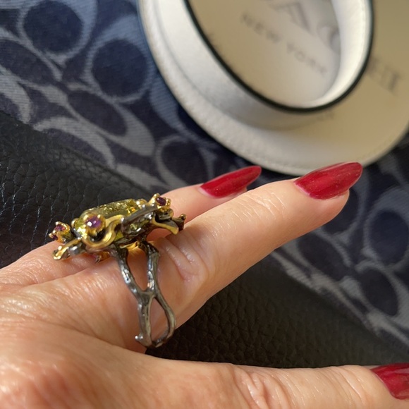 Lemon Quartz & Amethyst Sterling Statement Ring - Picture 6 of 9